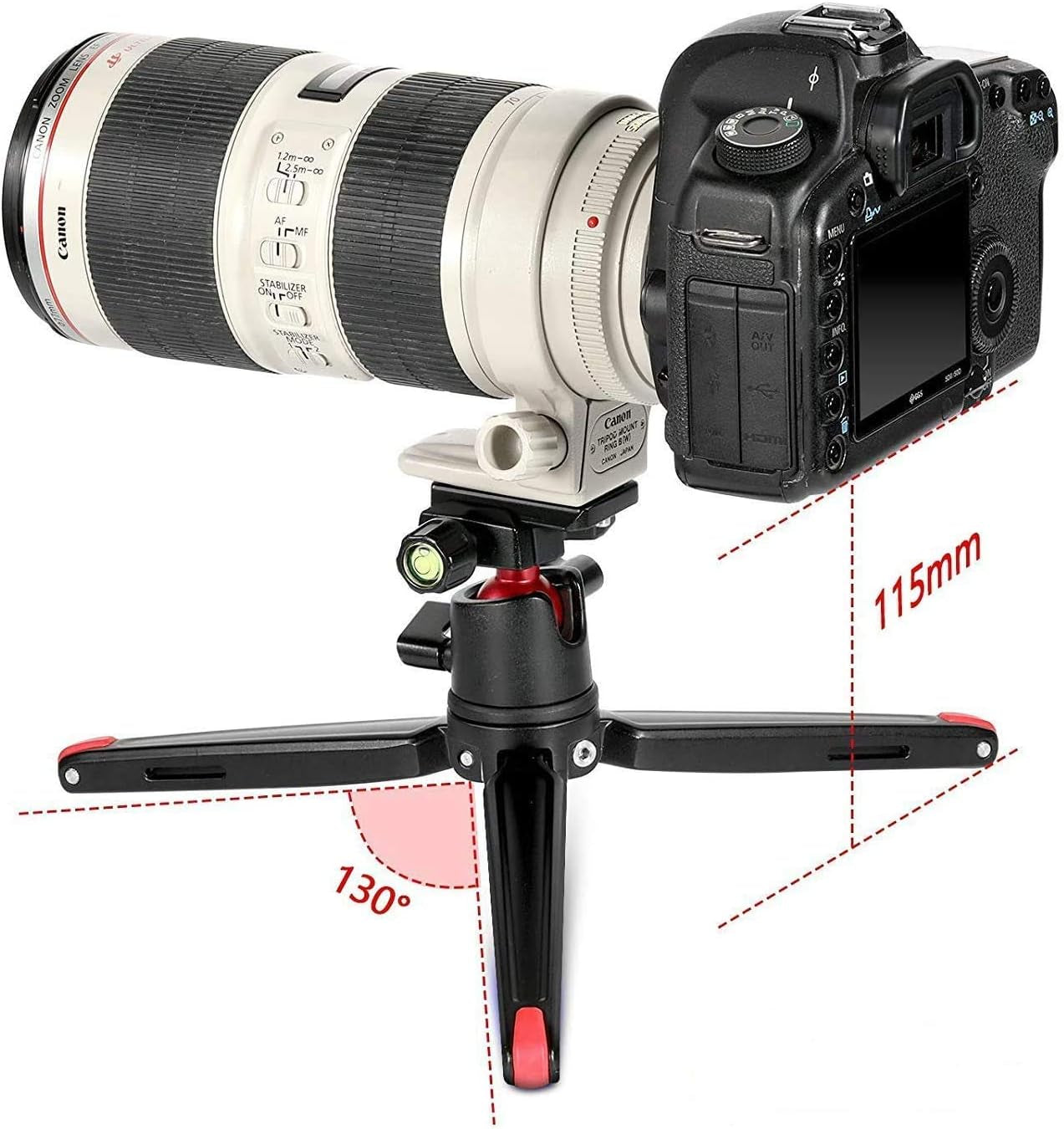 Tabletop Tripod, Mini Desktop Travel Tripod Aluminum Alloy with 360 Degree Ball Head and Quick Release Plate Lightweight and Portable for Compact Cameras Dslrs, Phone, Gopro（Black）- BUT2287