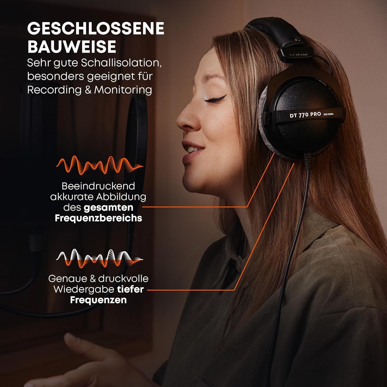 DT 770 PRO 80 Ohm Over-Ear Studio Headphones in Gray. Enclosed Design, Wired for Professional Recording and Monitoring