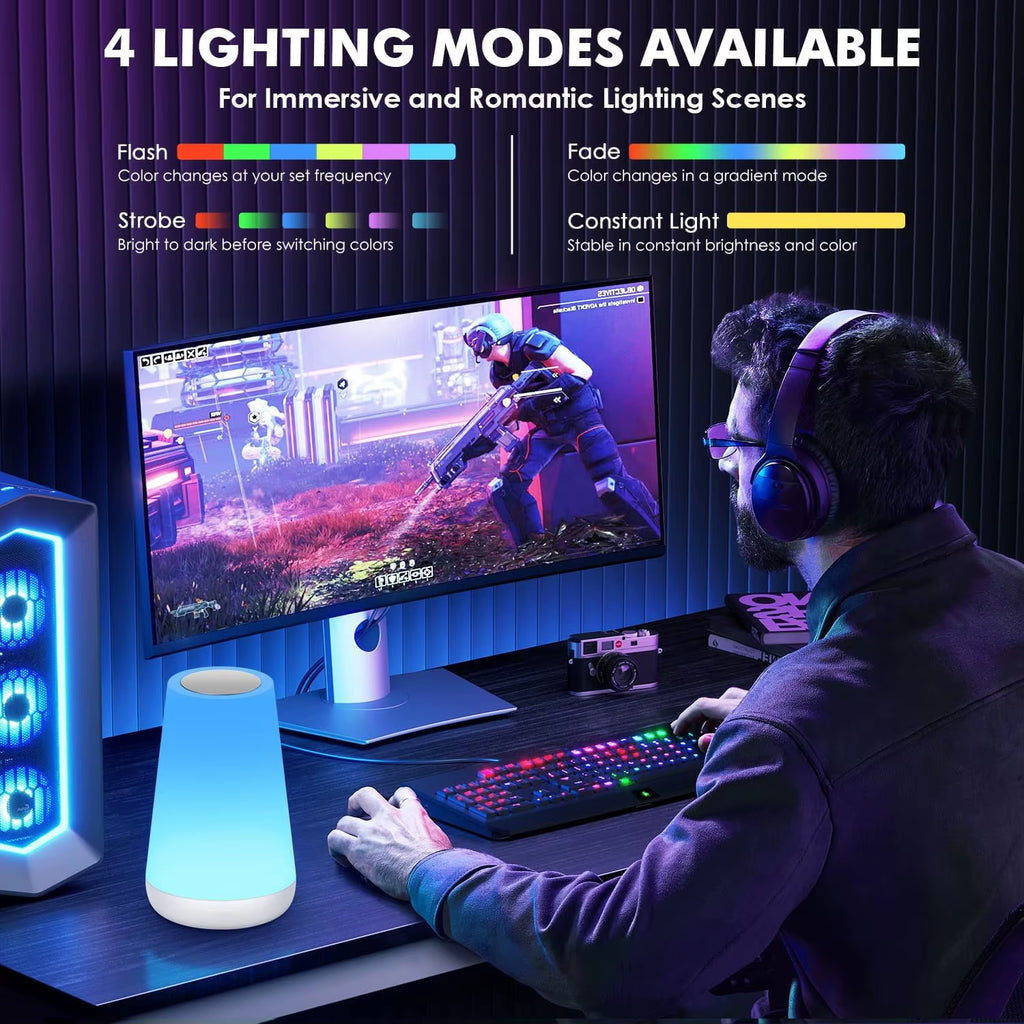 LED 13 Color Changing Night Light Remote Control Touch USB Rechargeable RGB Night Lamp Dimmable Lamp Portable Table Bedside Lamp