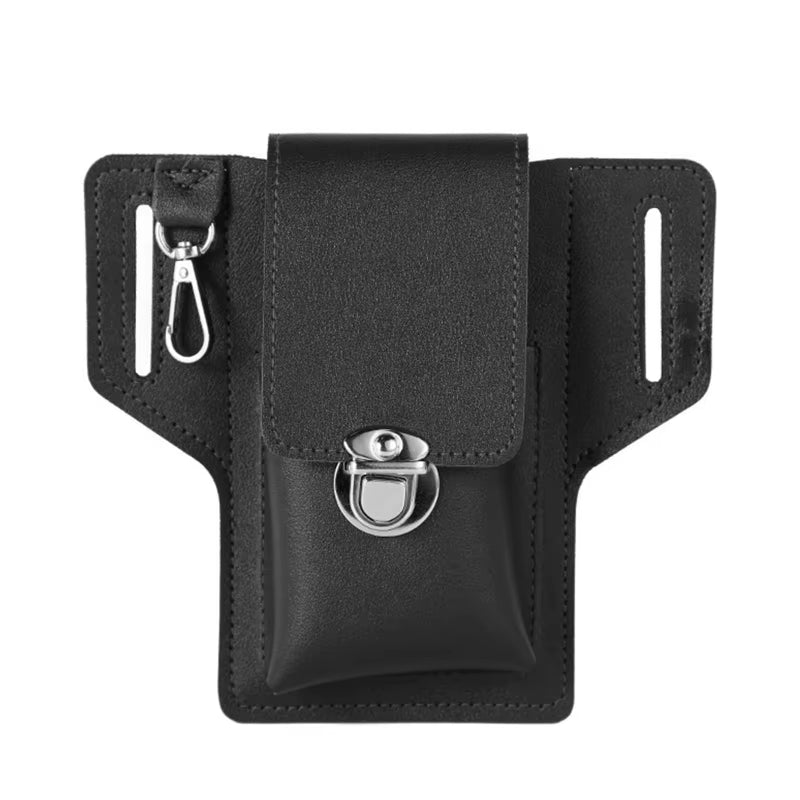 Men Vintage Leather Waist Bag Phone Pouch Sport Belt Hip Belt Hook Loop Holster Wallet Carry Case Purse