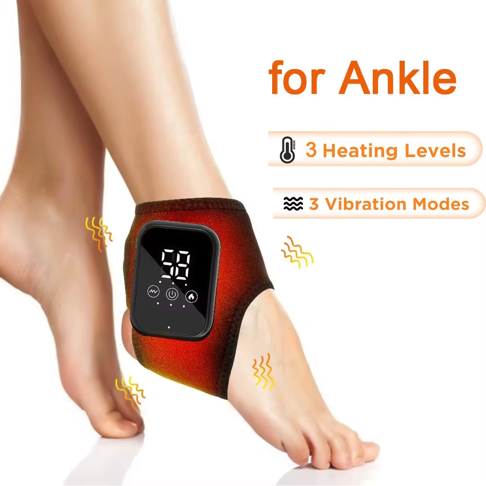 Electric Foot & Ankle Massager Hot Compress Vibration Ankle Support Brace for Muscle Relaxation Rechargeable