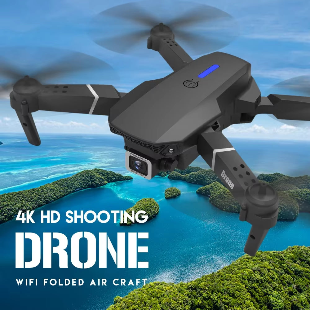 Wide Angle 2024 E88Pro RC Drone 4K Professinal with 1080P HD Camera Foldable Helicopter WIFI FPV Height Hold Gift Toy