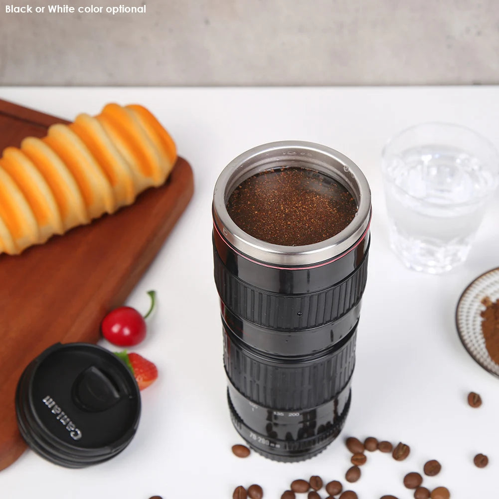 Stainless Steel SLR Camera Coffee Lens Mug Camera White Black Coffee Mug Coffee Cups Creative Emulation Mug Gift 50-400Ml