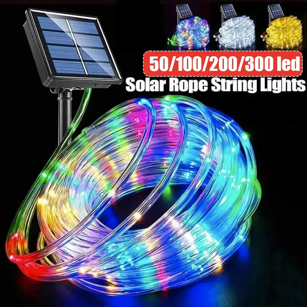 Outdoor Solar Tube Rope Led Light Garden Christmas Decoration Fairy String Light 32M/22M/12M/7M Outdoor Wedding Party Led Lamp