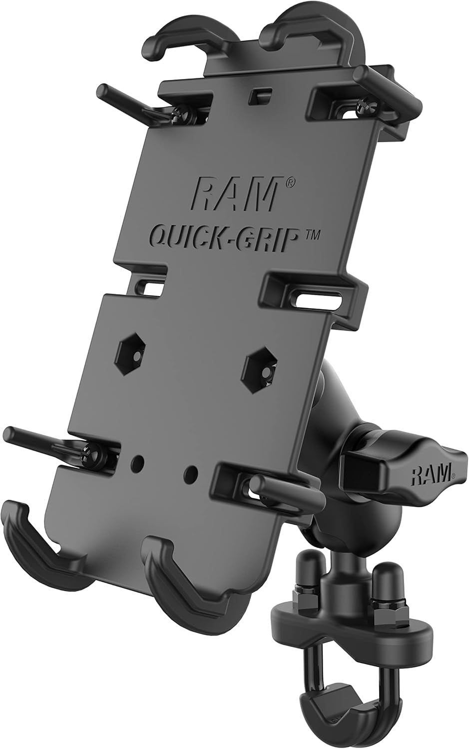 Quick-Grip Large Phone Mount with Handlebar U-Bolt Base RAM-B-149Z-A-PD4U with Short Arm for Motorcycle, ATV/UTV, Bike