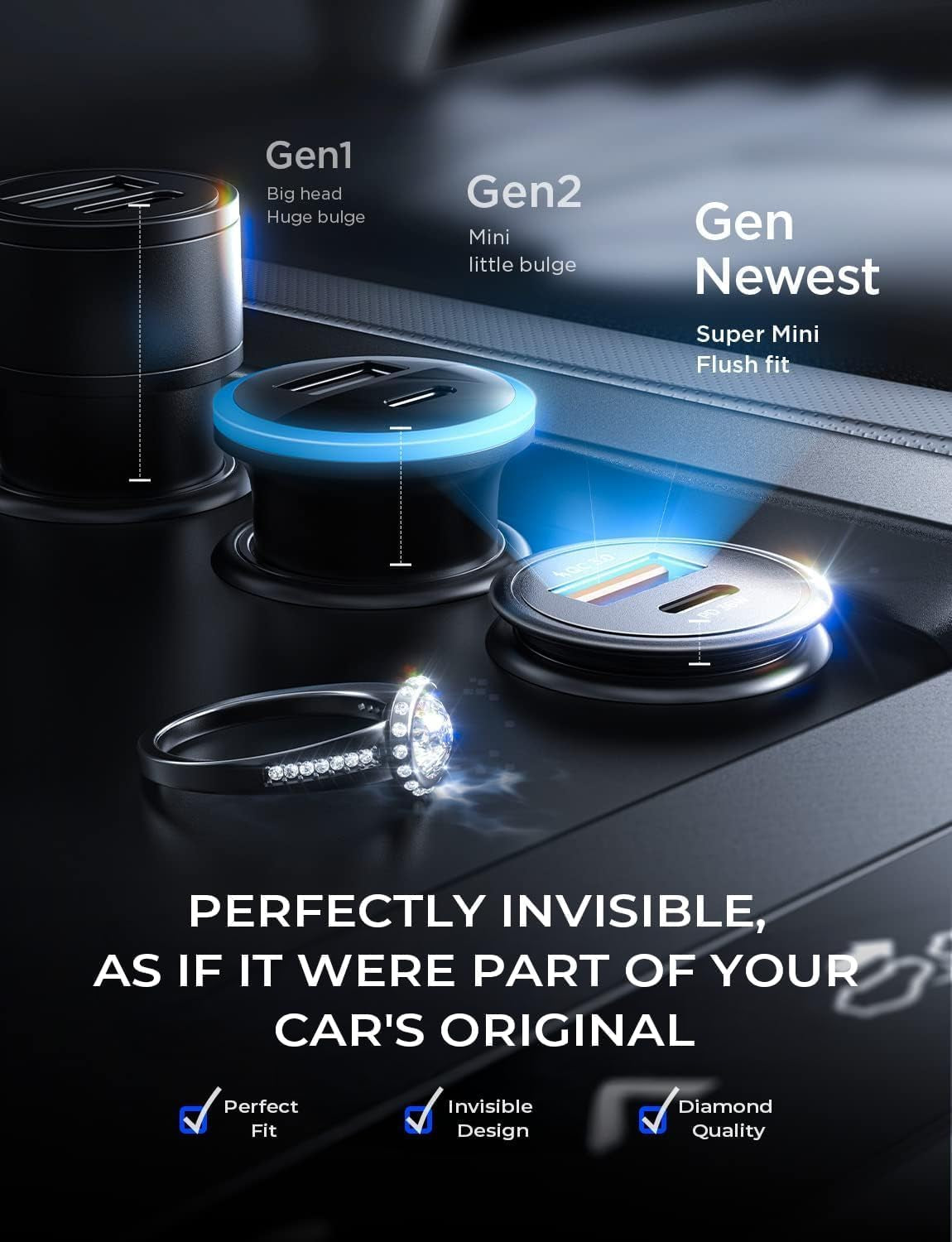 67.5W Car Charger USB C Fast Charge for Iphone 17 Pro, PD 45W USB C Car Charger Adapter, All Metal Cigarette Lighter Adapter for Iphone 17 Pro Max 16 15 Air Samsung S25 Android