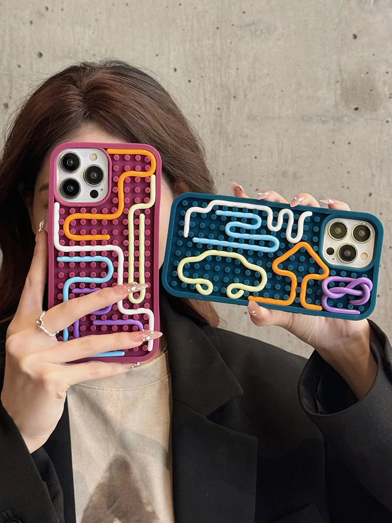 Funny Sensory Activity Board Silicone Decompression Phone Case for Iphone 16 15 14 13 12 11 17 Pro Max Soft Back Cover