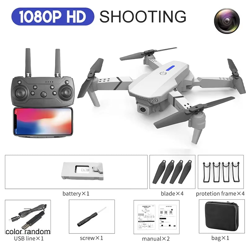 Wide Angle 2024 E88Pro RC Drone 4K Professinal with 1080P HD Camera Foldable Helicopter WIFI FPV Height Hold Gift Toy